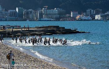 Swimming race - loads of folk running into the sea!